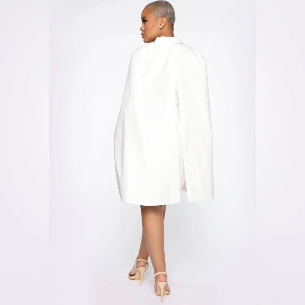 FASHION NOVA On Payroll Blazer Cape Dress White - Picture 6 of 12